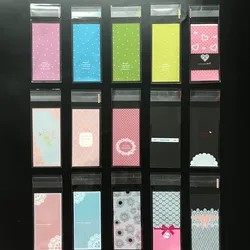 100pcs/lot 5*10cm Lipstick Bags Cute Small Plastic Candy Cookie Packaging Bags Self Adhesive Plastic Gift Packaging Bag