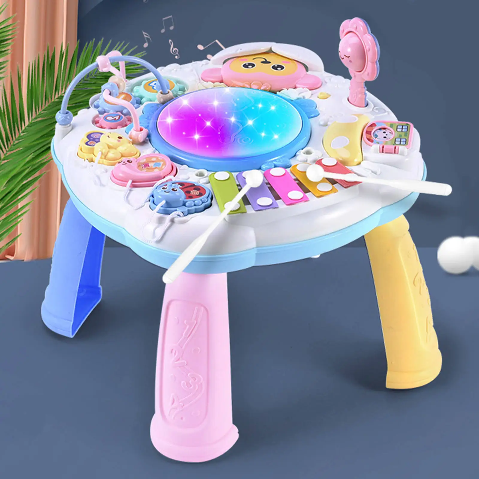 Infants Musical Instrument Learning Table Baby Early Educational Kids Study Activity Center Music Puzzle Game Piano Drums Toys