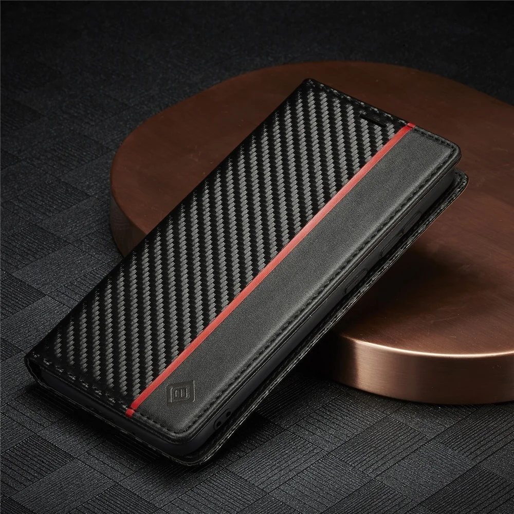 Lederhülle für Samsung Galaxy S26 S25 S24 S23 S22 S21 S20 Ultra FE Plus Flip Cover A18 A17 A16 A56 A55 A54 A36 Carbon-Muster – Detail 11