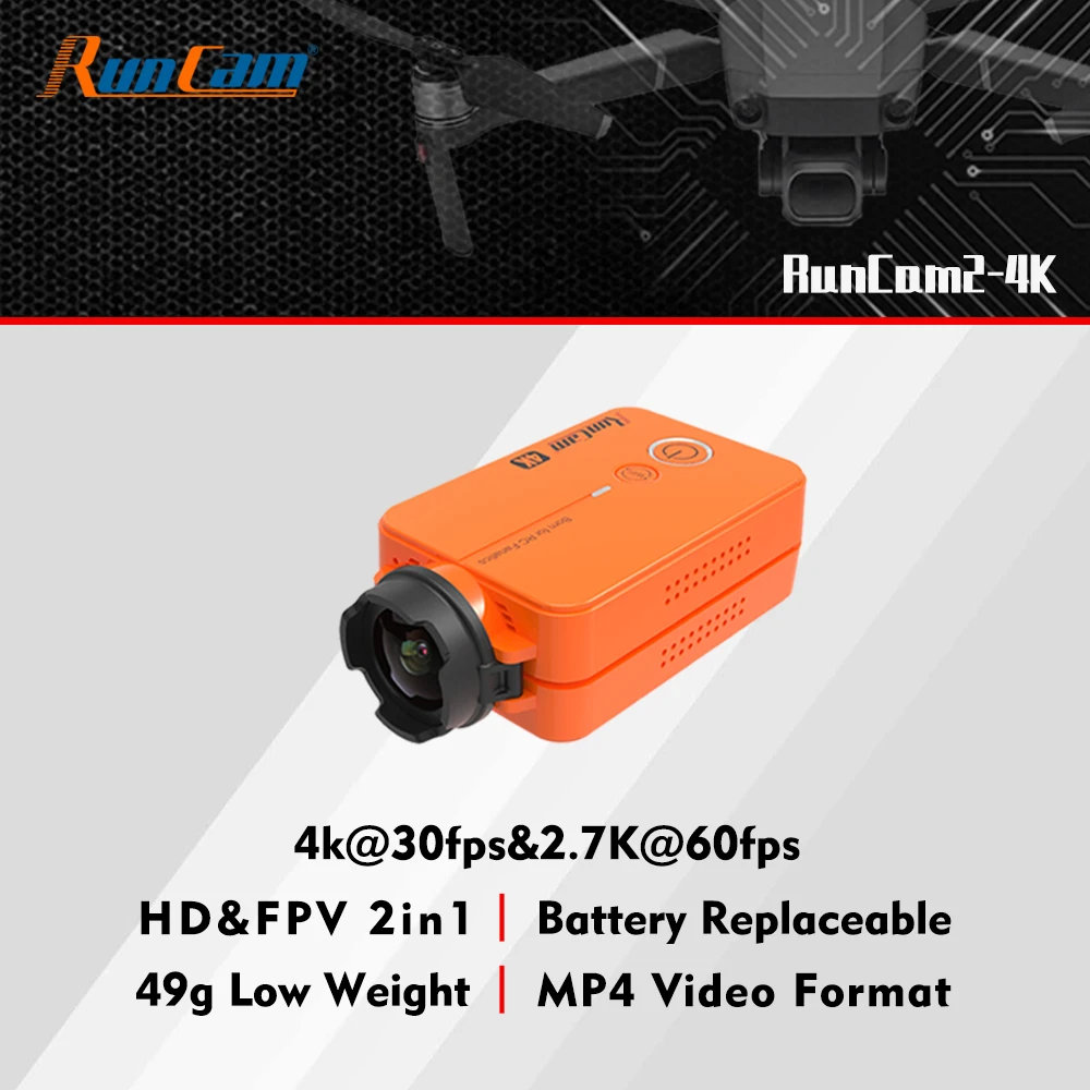 RunCam 2 RunCam2 4K 1080P HD Wing Drone Action กล้องกีฬา WiFi APP บันทึก Quadcopter อุปกรณ์เสริม