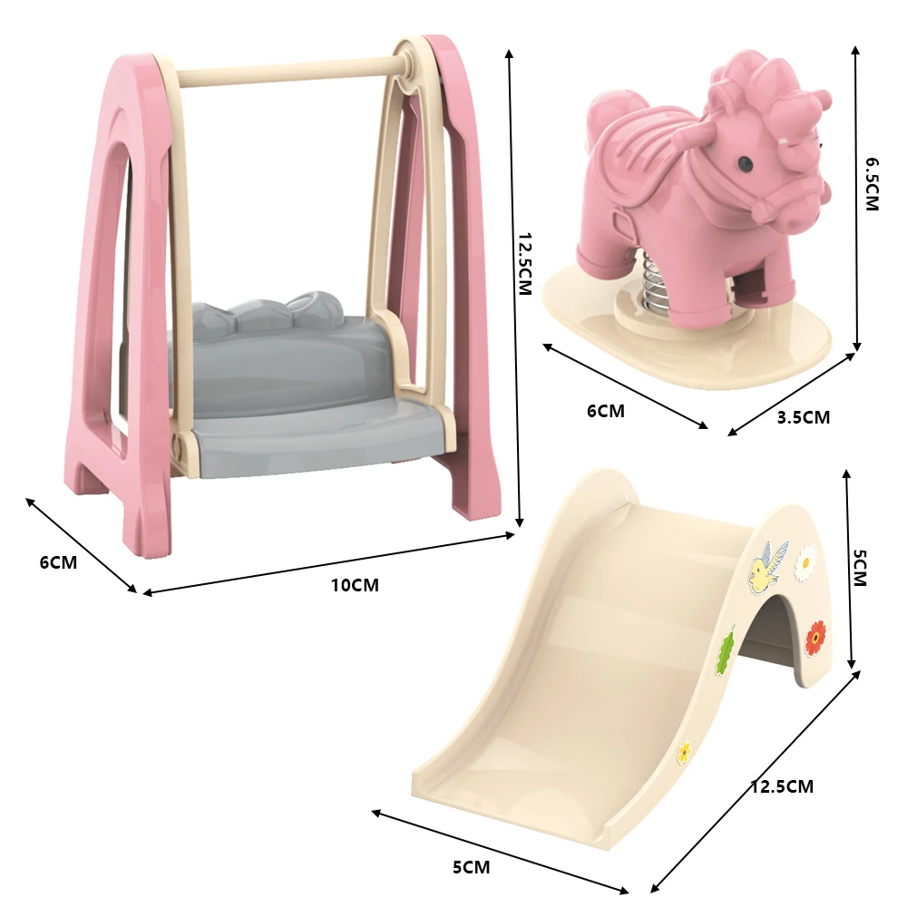 인형 집 가구 흔들 목마 미니어처 1/12 숲 가족 인형 집 액세서리 슬라이드 미니어처 축구 유원지