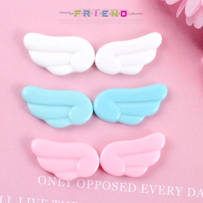 Asas de anjo fofas de resina cabochão, decoração de telefone decoração faça você mesmo com 10 peças