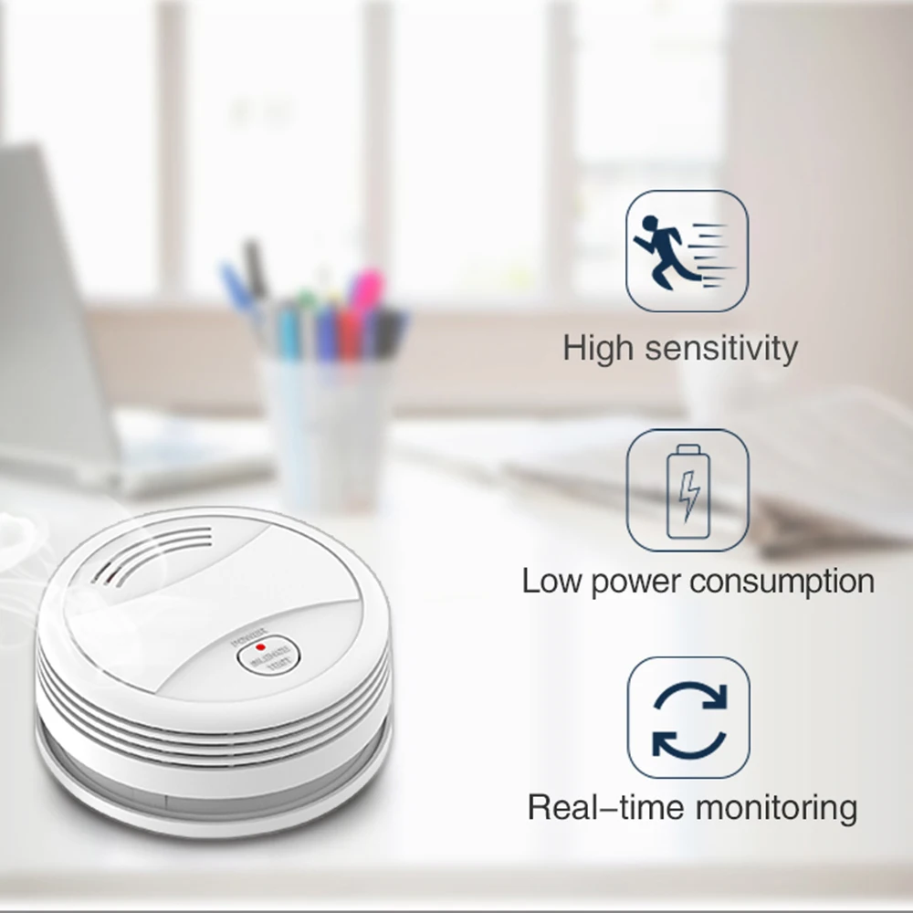 GauTone PA443W WiFi Smoke Alarm Tuya Smart Life Fire Protection Smokehouse Alarm System Home Security Smoke Detector