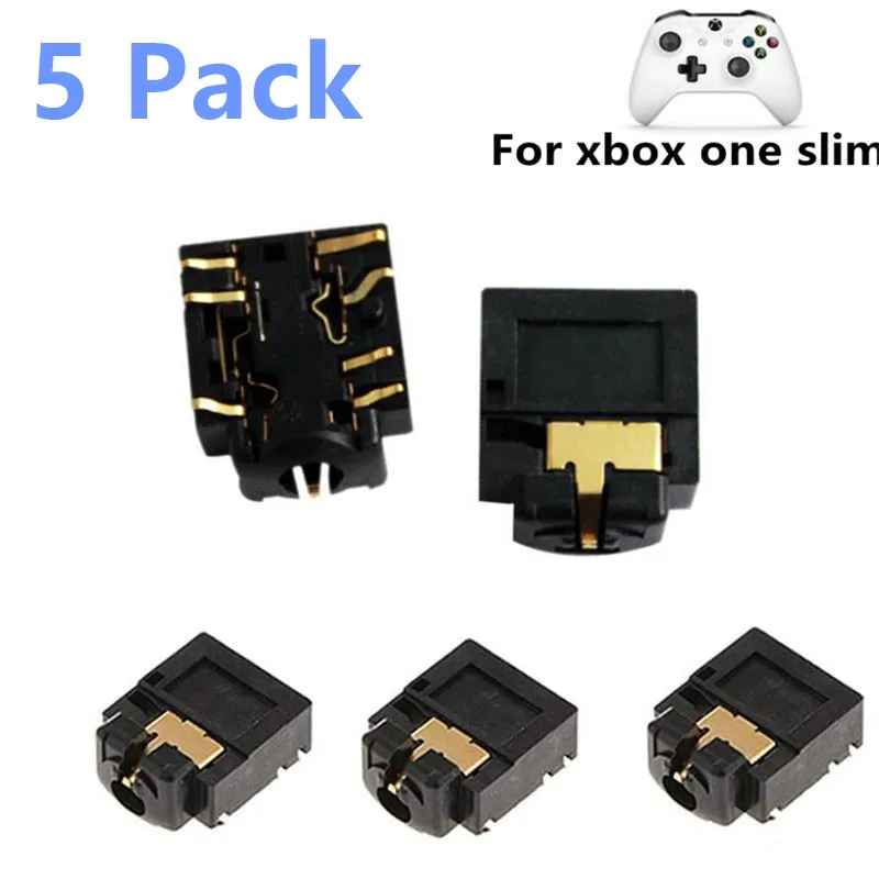 5 Pack Replacement Headphone Jack Plug Port 3.5mm Headset Connector Port Socket for Xbox ONE S Wireless Controller ONE Slim 1708