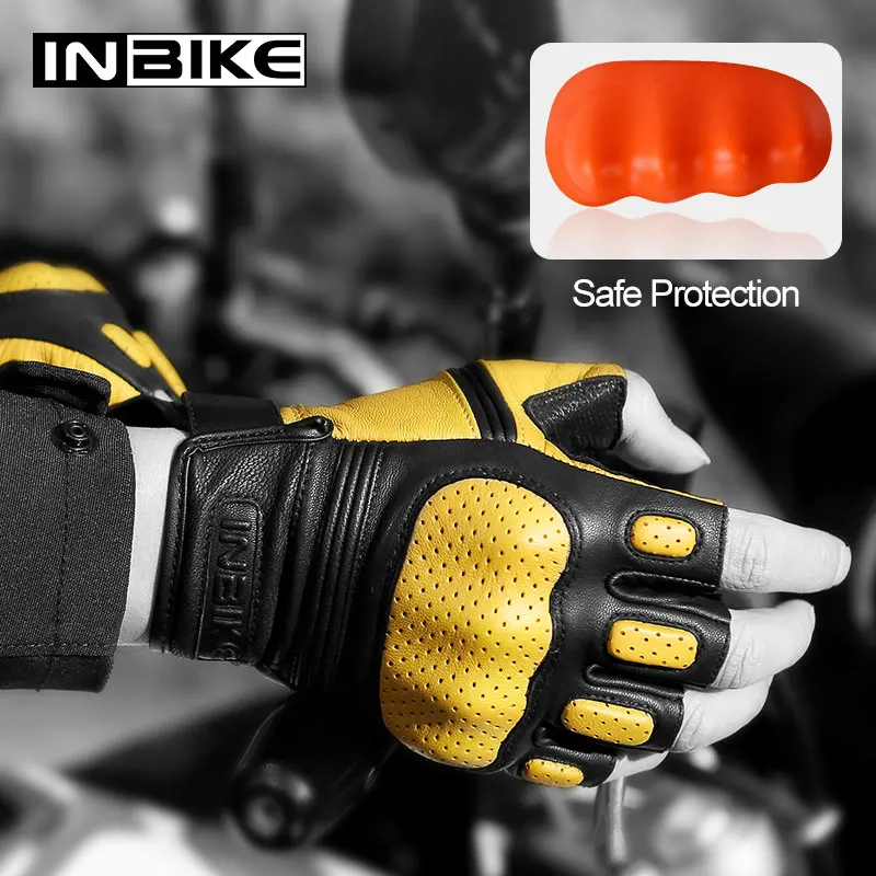 Inbike Men Women Half Finger Moto Gloves Anti-slip Breathable Summer Shockproof Cycling Gloves Wearable Cycling Equipment CM206