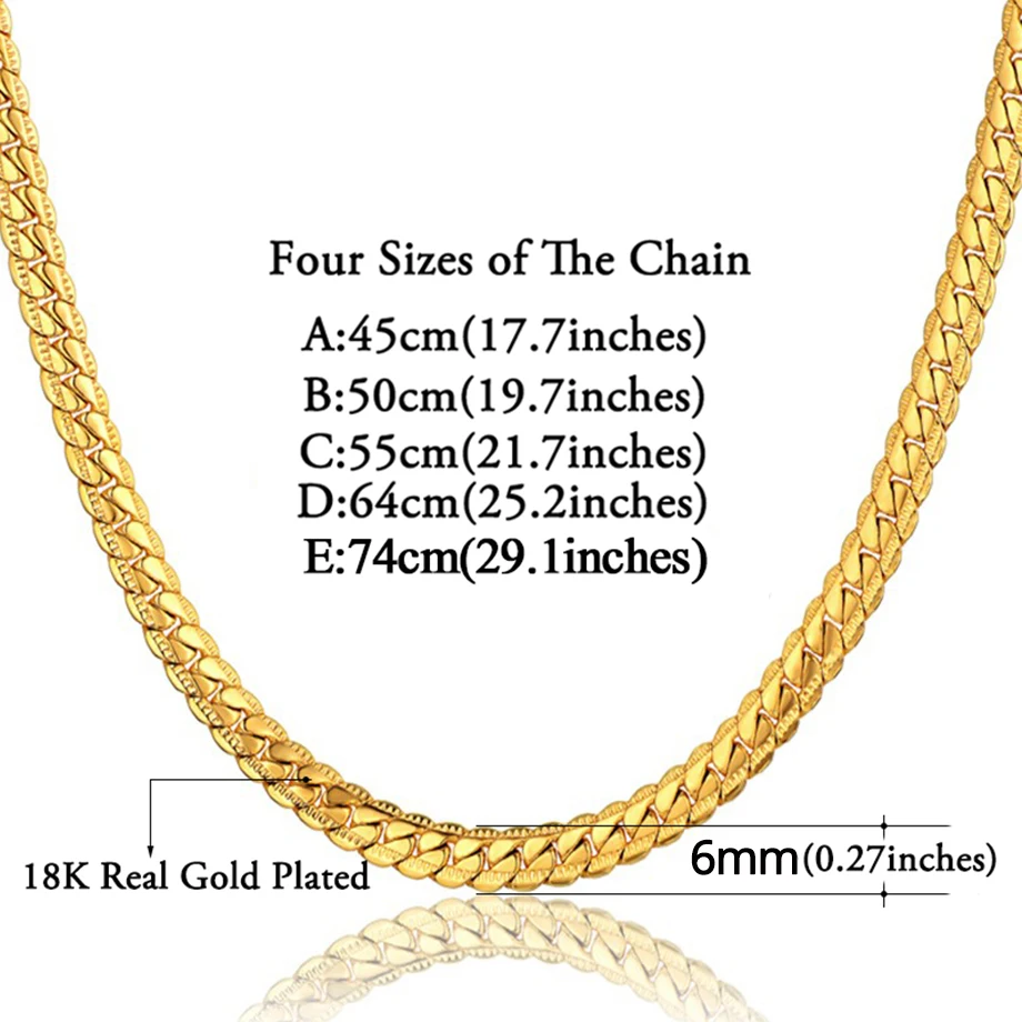 Punk 4/7mm Embossing Flat Snake Chain Necklace Gold/Silver Color Stainless Steel Chains For Men Women Fashion Jewelry 18\