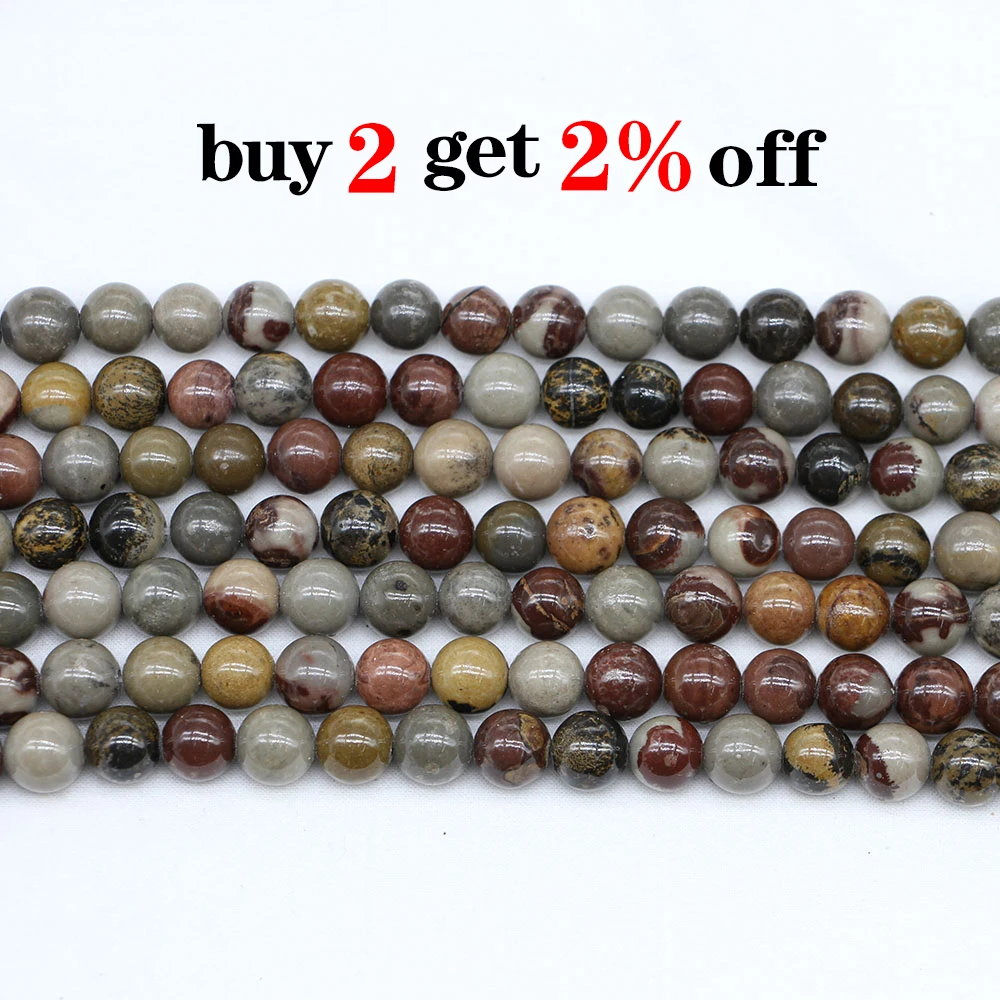 4/6/8/10/12mm Natural Stone Grass Flower Jaspers Bead Round Loose Spacer Beads For Jewelry Making Findings DIY Bracelet Earrings image 2