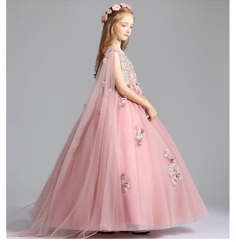 Formal Elegant Flower Lace Girls Dress Wedding Princess Dresses for Girls Party Dress Long Tulle Prom Gown First Communion Gown