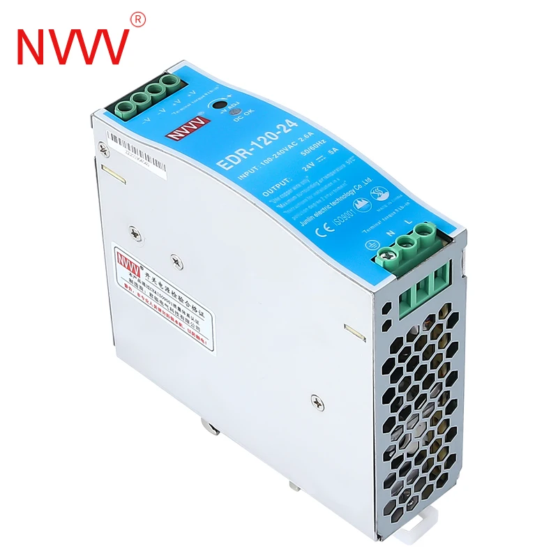 NVVV EDR Series Ultra-Thin Din Rail Switching Power Supply 12V 24V Power Supply 75W 120W 240W 110/220v AC-DC Voltage Stabilizer