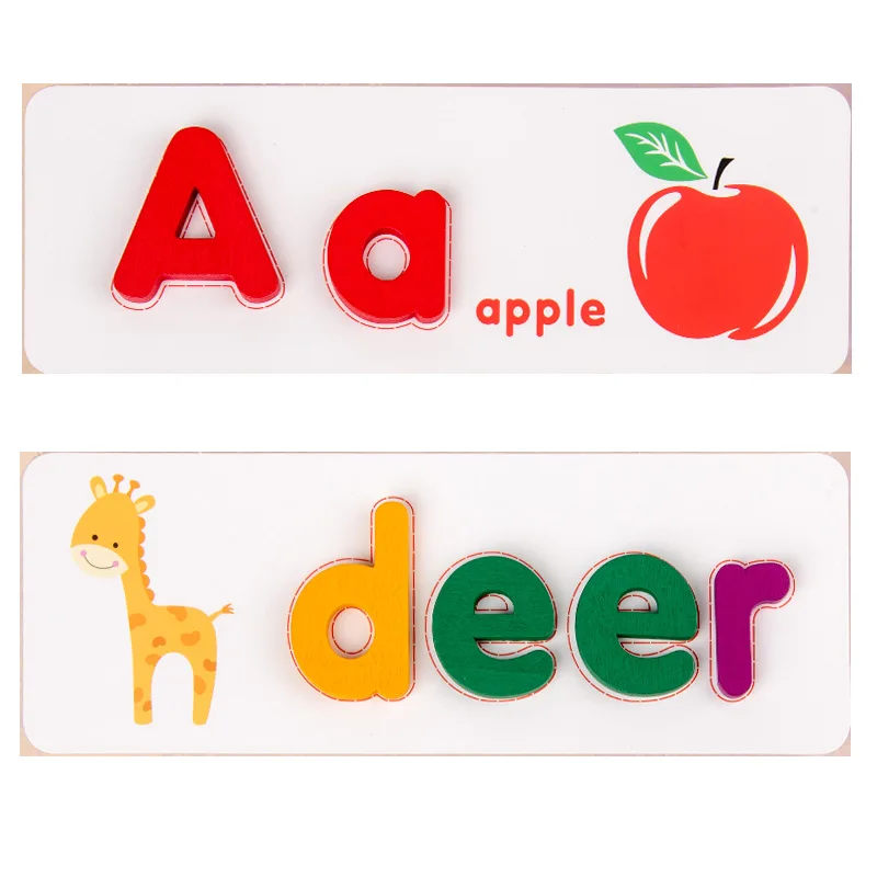 Jeu de mots en bois Montessori pour enfants, puzzle d'apprentissage précoce, lettre de l'alphabet, jouets pour bébé d'âge alth