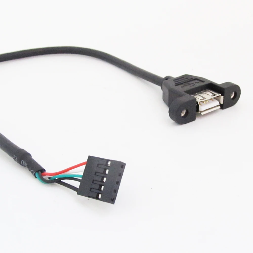 1pc Black 50cm USB Internal 5 Pin Header to USB A Female Jack Adapter Cable