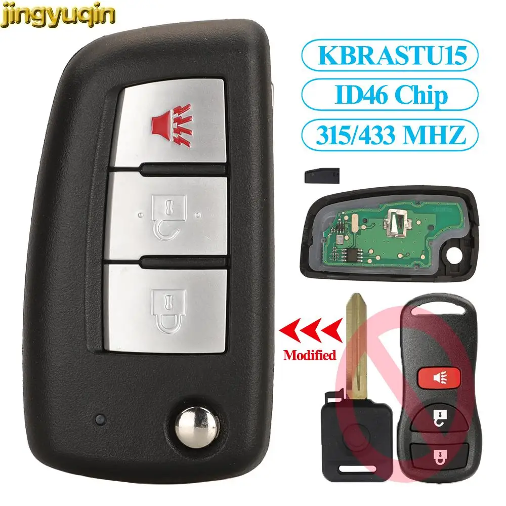 

Jingyuqin Remote Key Alarm 315/433MHZ ID46 KBRASTU15 For Nissan Pulsar Frontier X-trail Teana Sunny Murano Tiiida Modified Fob