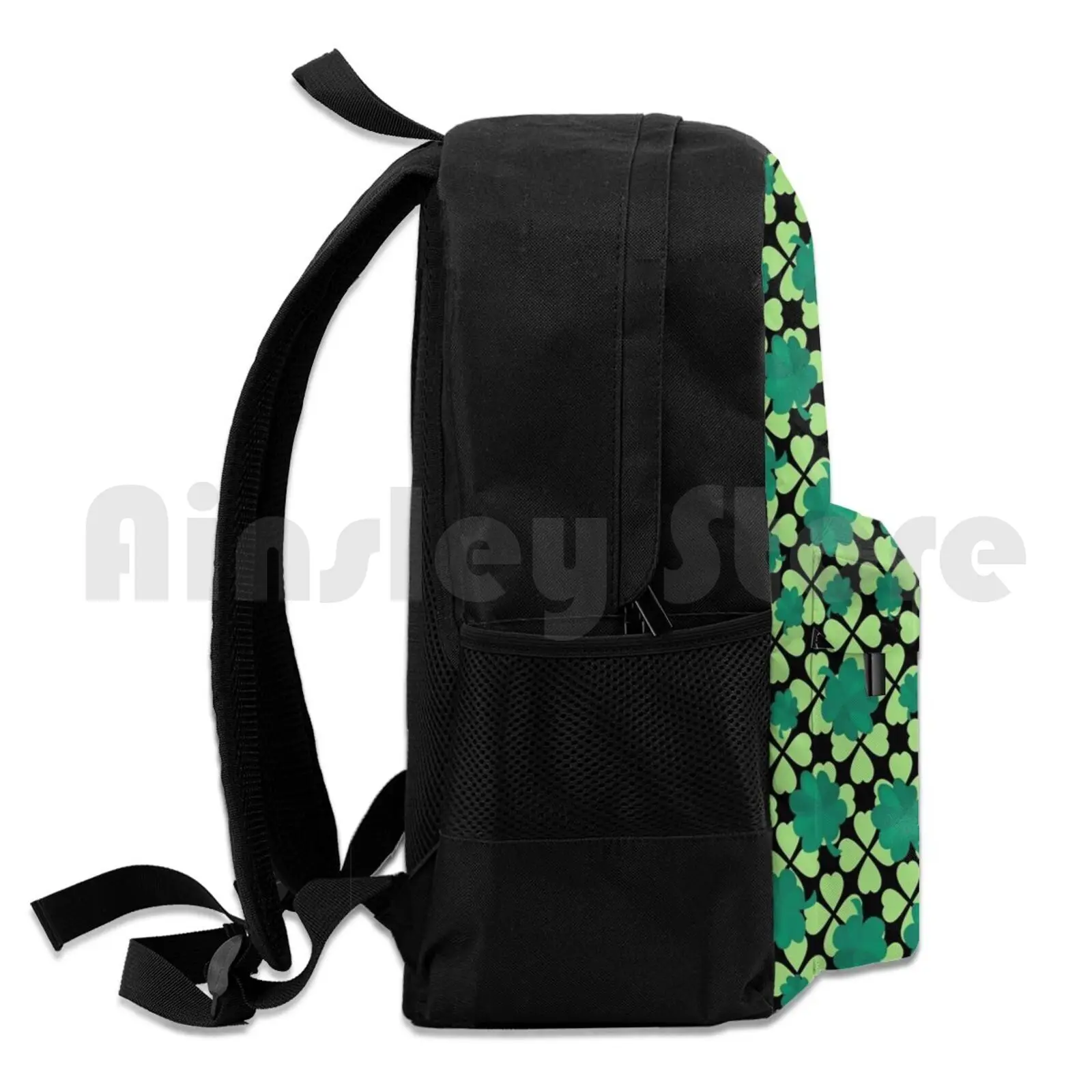 Lucky Clover Pattern Backpack para esportes ao ar livre, caminhadas, equitação, escalada, amor, feliz dia, 4 folhas