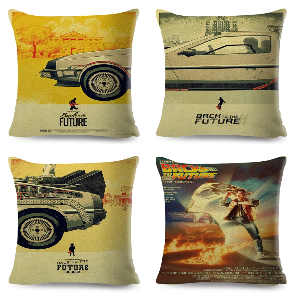 Back To The Future Cushion Cover Decor Cartoon Classic Movie Pillowcase Polyester Pillow Case for Sofa Home Car 45x45cm