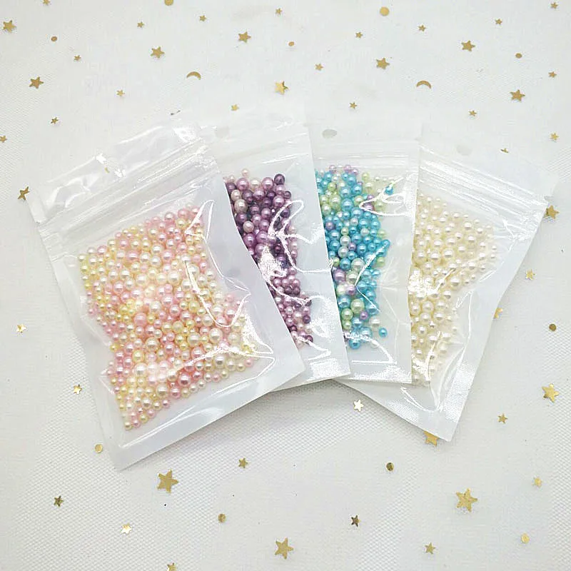 Mix Size 2/ 3/4/5mm Beads Without Hole Colorful Pearls Round Acrylic Imitation Pearl Diy for Jewelry Making Nail Art 10g