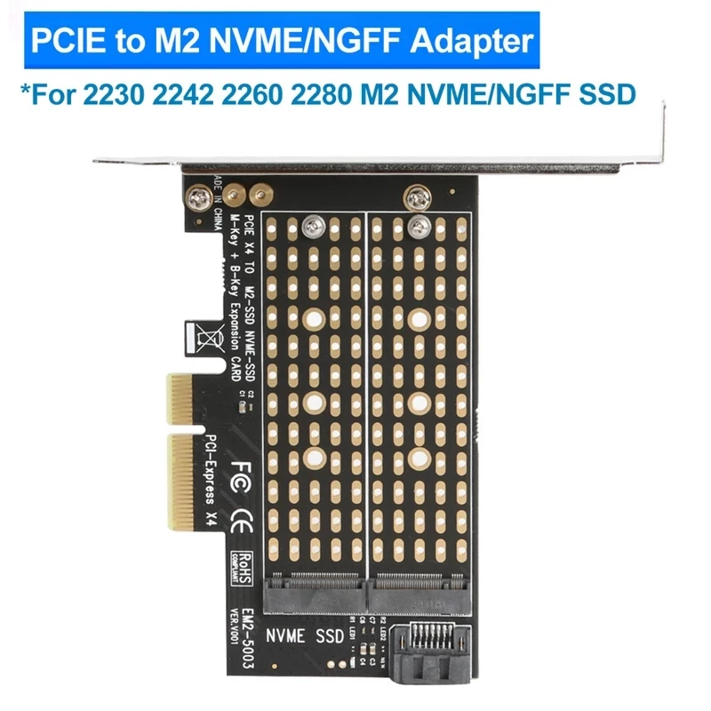 PCIE to M.2 Adapter Add On Cards SATA M.2 SSD PCIE Adapter NVME/M2 PCIE Adapter SSD M2 to SATA PCI-E Card M Key +B Key cards