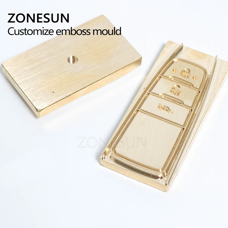 ZONESUN Custom LOGO Brass Mold Stamp Wood Leather Paper Embossing Mold DIY Design Mouldings Hot Foil Stamping Heat Press Machine