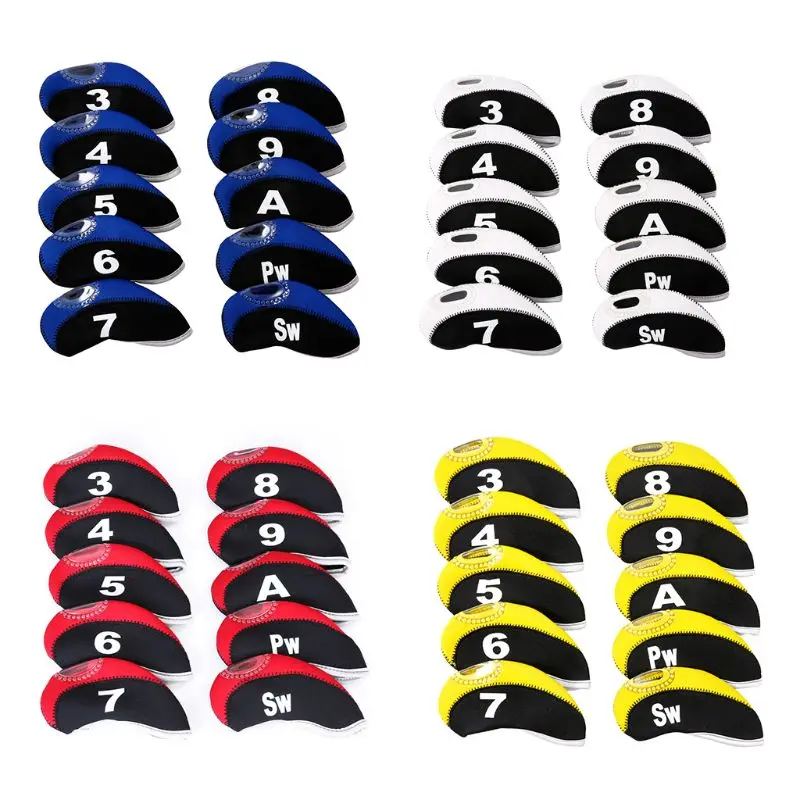 

10 Pcs/Set Portable Sport Neoprene Golf Club Head Cover Iron Protective Headcovers Case Protector