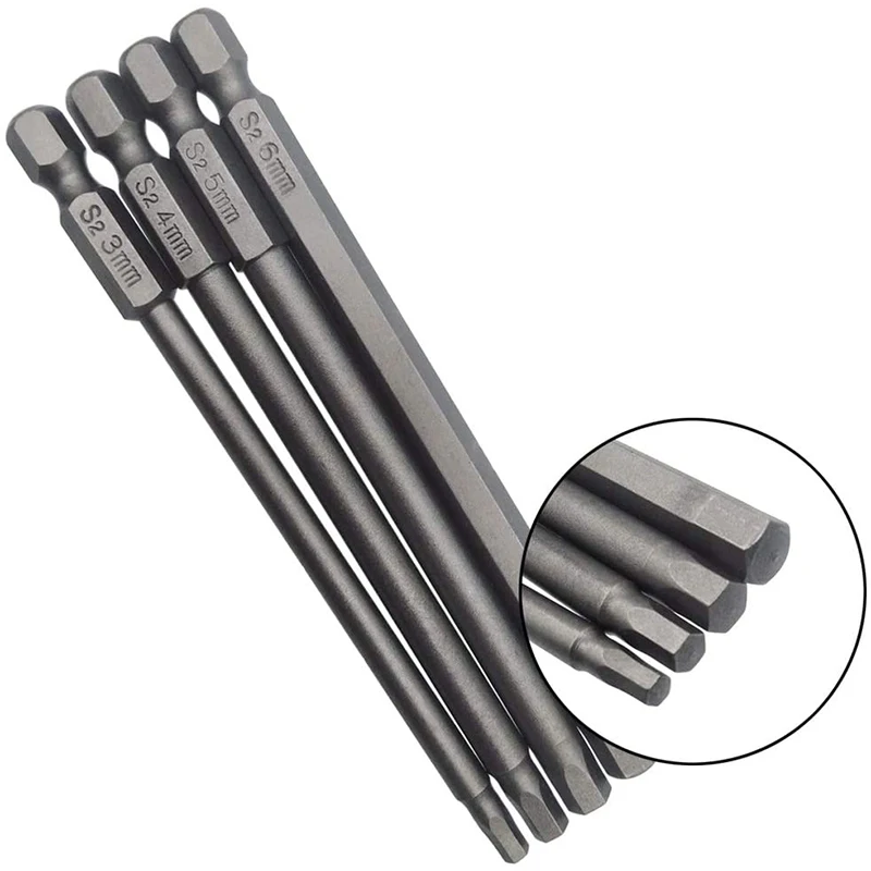 16Pcs Long netic Screwdriver Bits Set Slotted+Cross+Hex+Torx Drill Bit Set 1/4 Inch Hex Shank 100mm Length