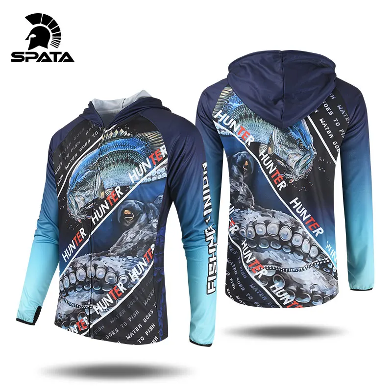 

2024 SPATA New Fishing Shirts Moisture-Wicking Anti-UV Sun Protection Long Sleeve Quick -Dry Hoodies Breathable Fishing Clothing