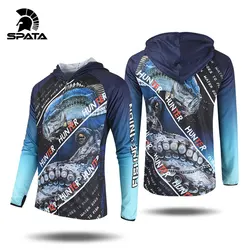 2025 SPATA New Fishing Shirts Moisture-Wicking Anti-UV Sun Protection Long Sleeve Quick -Dry Hoodies Breathable Fishing Clothing