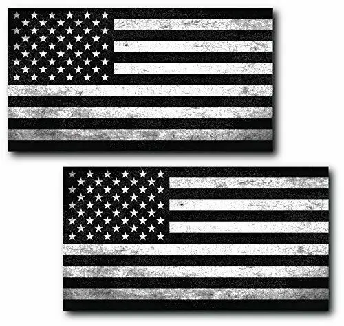 

2 Pack Grunge Black and White American Flag Heat Transfer Iron on Gift USA Stickers for Cars, Motos, Laptops, Industry