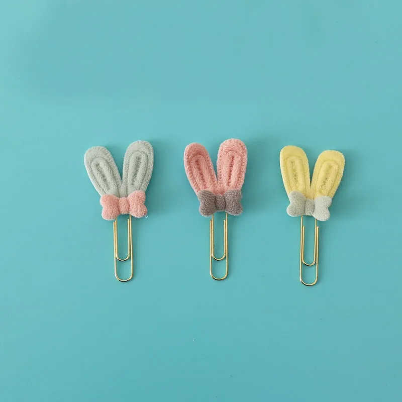 

2 Pcs Cute Candy Color rabbit Metal Gold Paper Clip Office Lady Style School Stationery Photo Decorative Supply Stationery H0532