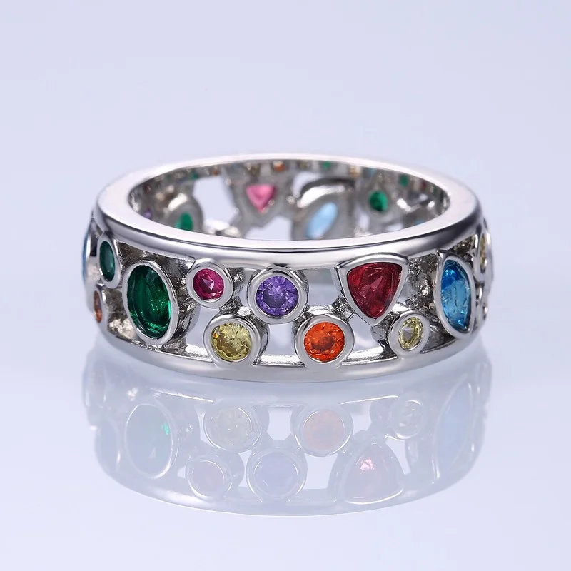 CAOSHI Fancy Irregular Colorful Stone Band Rings for Women Fashion Girls Creative Finger Accessories Daily Wearable Jewelry Gift