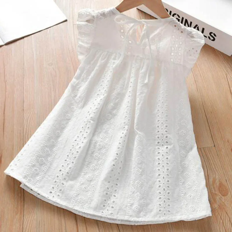 Summer Baby Girls Dress Baby Girls Princess Dress Casual Fashion Clothes Kids Party Dresses Cotton Flying Sleeve Hollowed Out