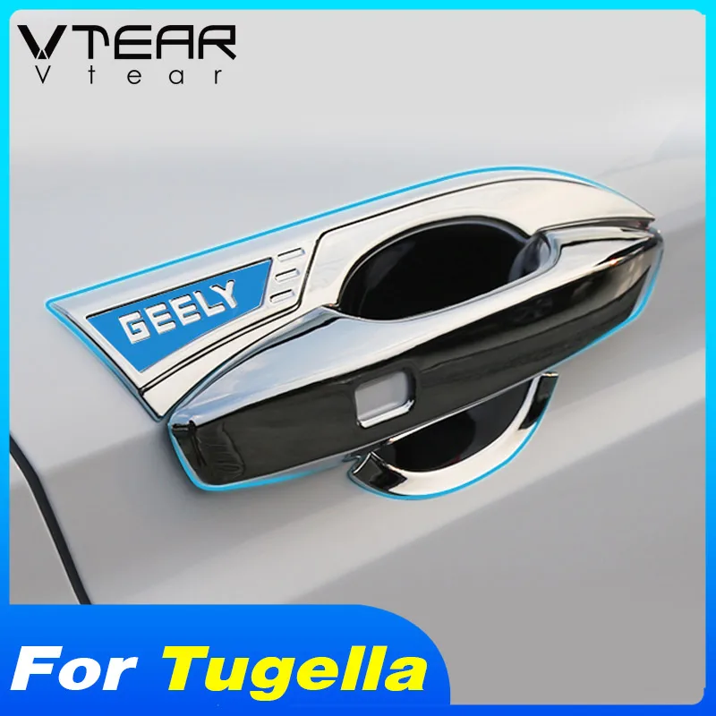 Vtear Door Handle Bowl Cover Exterior Chromium Trim Protection Accessories Car Stying Parts For Geely Tugella Xingyue FY11 2023