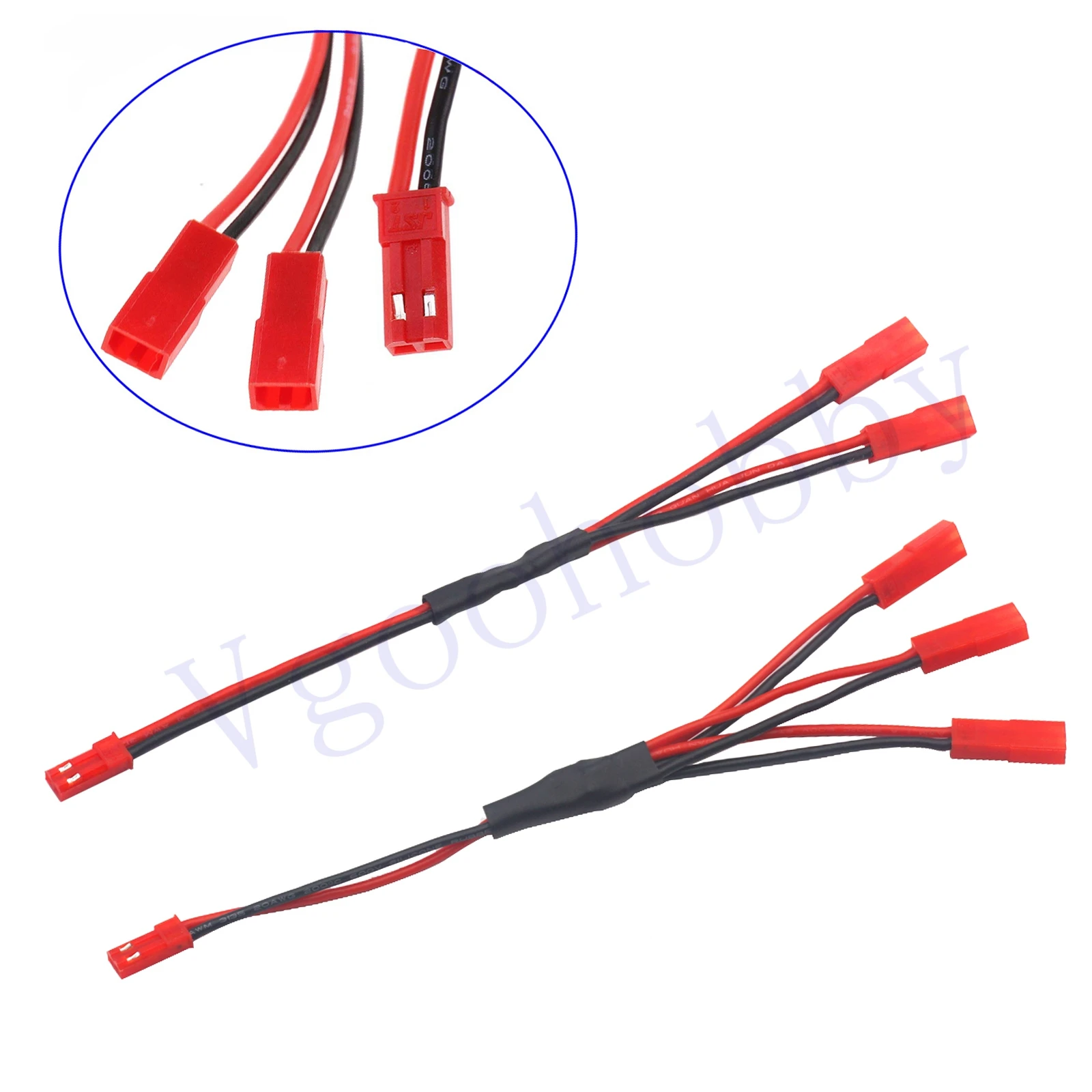 4PCS JST Plug Splitter,JST Male Female Y Cable,JST Y Parallel Adapter Splitter Harness for Traxxas TRX-4 1/10 RC Car Crawler ESC