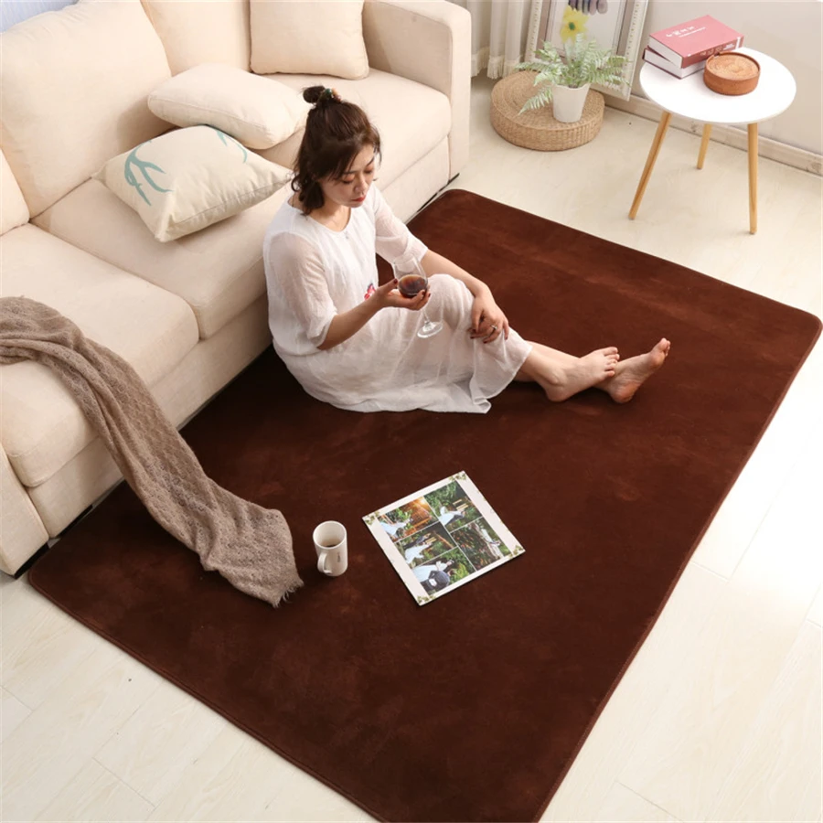 Living Room Carpet Coral Fleece Sofa Coffee Table Rugs Kid\'s Bedroom Non-slip Soundproof Home Carpet Gray Balcony Bay Window Mat