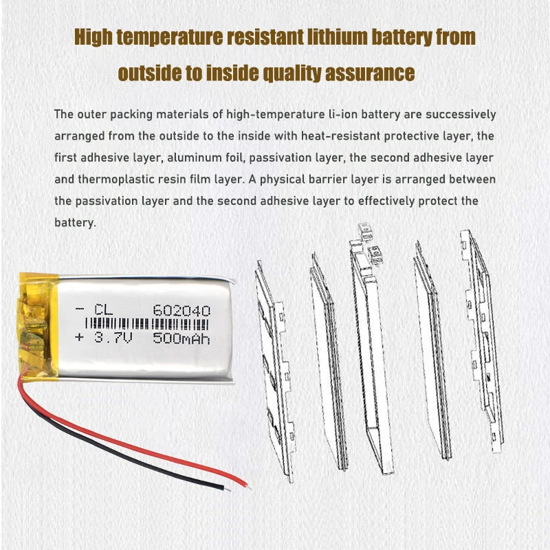 Batería recargable de iones de litio para GPS, 602040, 3,7 V, 500mAh, MP3, MP4, MP5, coche, DVR, tacógrafo, auriculares, celda de iones de litio