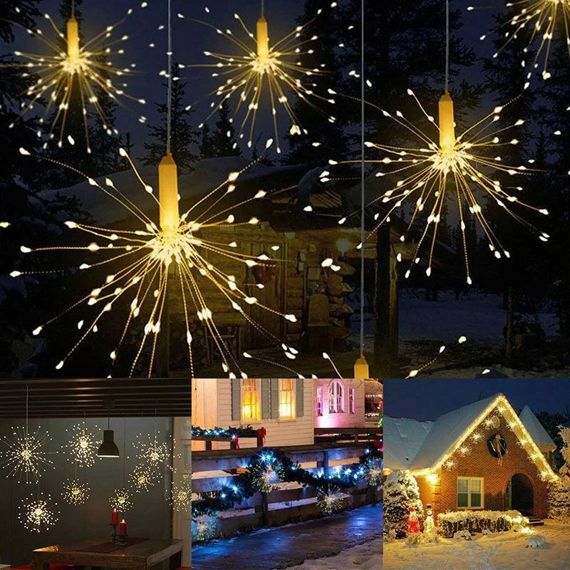 8 Modes LED Explosion Star Fireworks String Lights Outdoor Dandelion Fairy Lights Garlands For Garden party Christmas Decoration