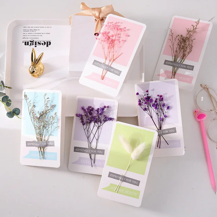 10pcs DIY Dried Flower Greeting Card Set Folding Card Blessing Birthday Gift Gift Card Wedding Invitation Greeting Card