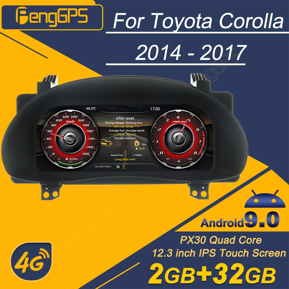 For Toyota Corolla 2014 - 2017 Car LCD Dashboard Player Digital Cluster Instrument Panel Multifunctional Speedometer Head unit