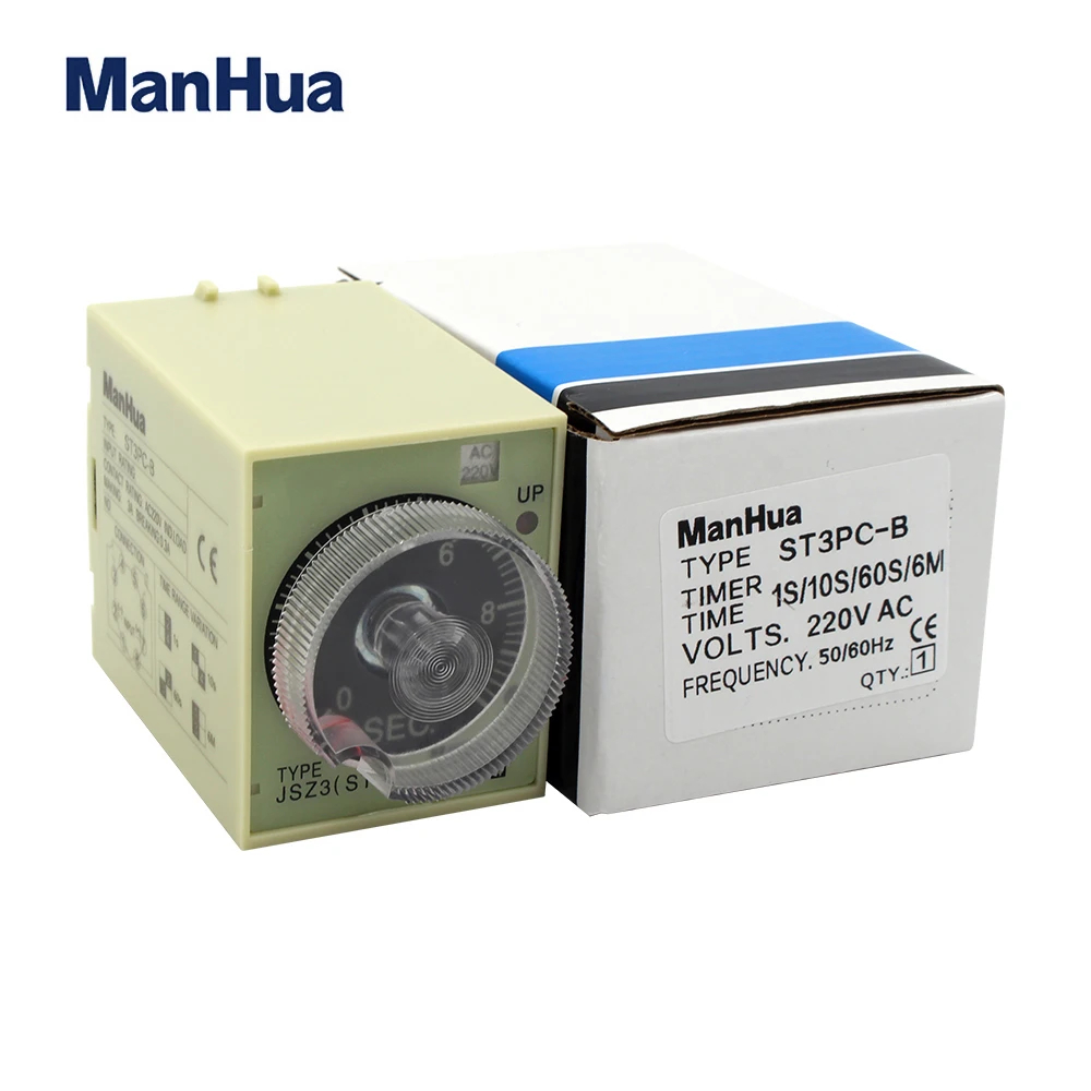 ManHua ST3PC-B On-dealy Time Delay 1 Switch Instantaneous 1 Switch AC220V 3A Timer Timer Relay