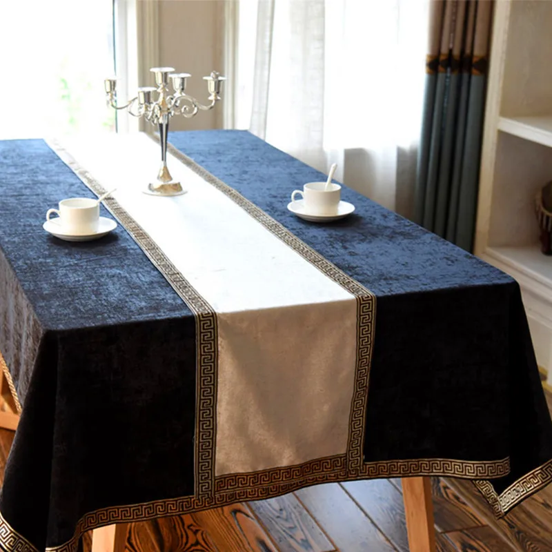 

New Chinese high-grade tablecloth flag shoes cabinet cover cloth European velvet bed runner simple color table cloth