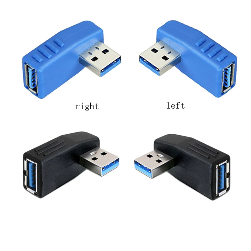 USB 3.0 Adapter z gniazda męskiego na żeńskie 90 stopni w pionie prostopadły złącze konwertera wtyczka niebieski czarny kolor dla komputer Laptop