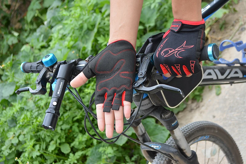 MOREOK Polyester Shock-proof Sponge Sport Racing Summer Half Finger Mtb Bicycle Bike Cycling Gloves for Men  Women