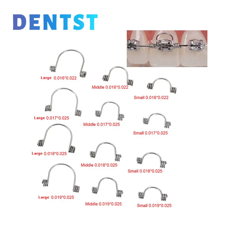 10Pcs/Bag Dental Torqueing Spring Orthodontic Front Torque Spring Auxiliar de Torque Warren Spring for Bracket Archwire