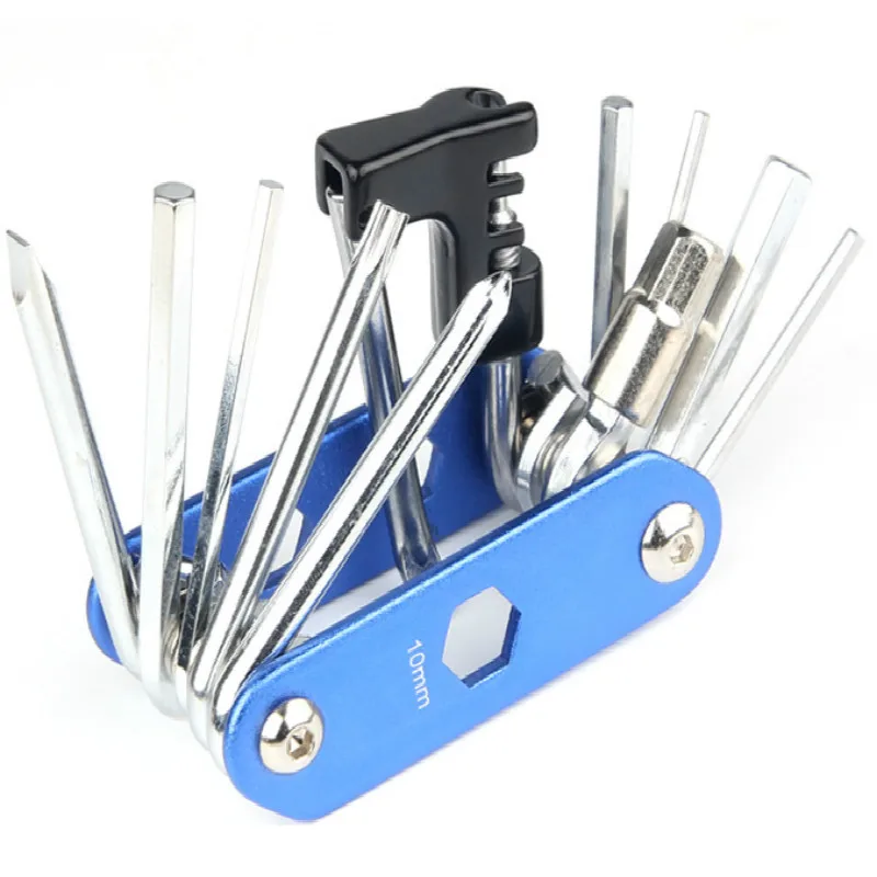 14 In 1 Folding Bicycle Tire Repair Kits Tool Multitool Bicycle Wrench Screwdriver Chain Cutter Cycling Tools Set Accessories