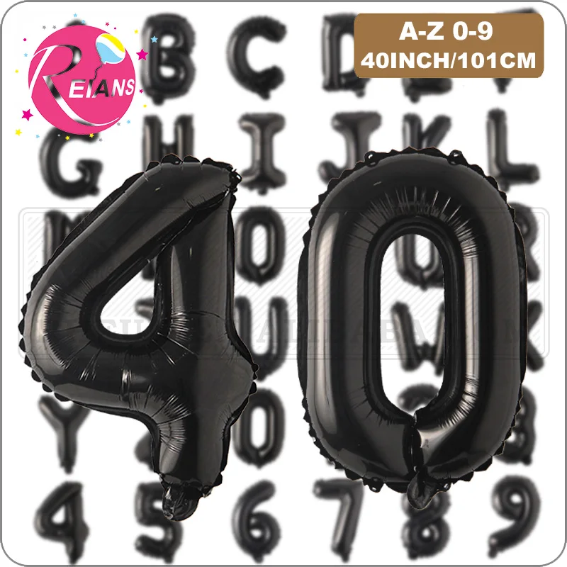 40 Inch Black Large Letter Numbers figure Balloons 0-9 Foil Mylar Big Number Balloons for Birthday Party supplies Decorations