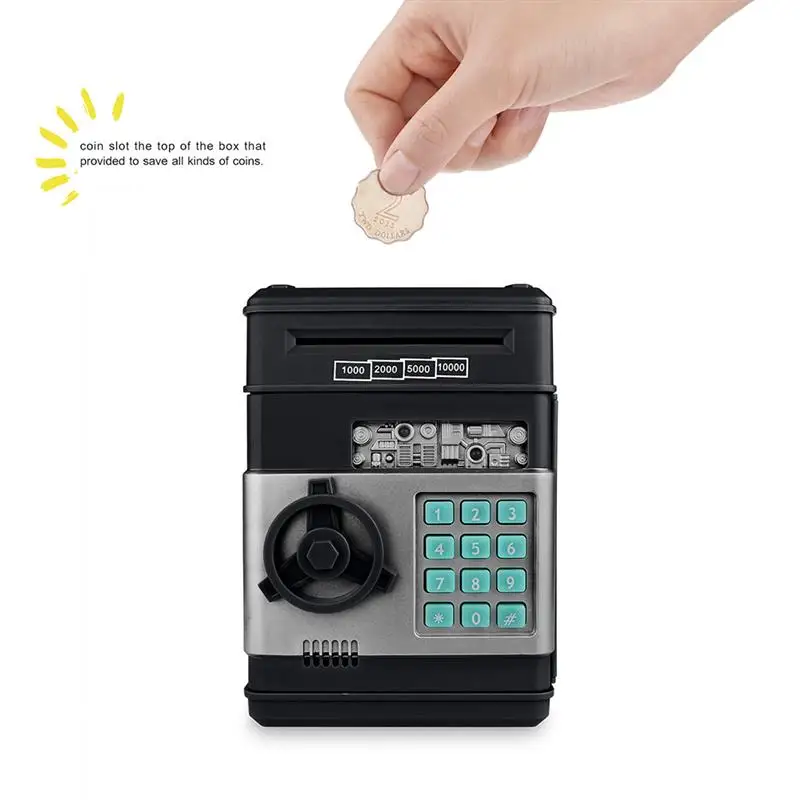 Electronic Piggy Bank ATM Password Money Box Cash Coins Saving Box ATM Bank Safe Box Automatic Deposit Banknote Christmas Gift