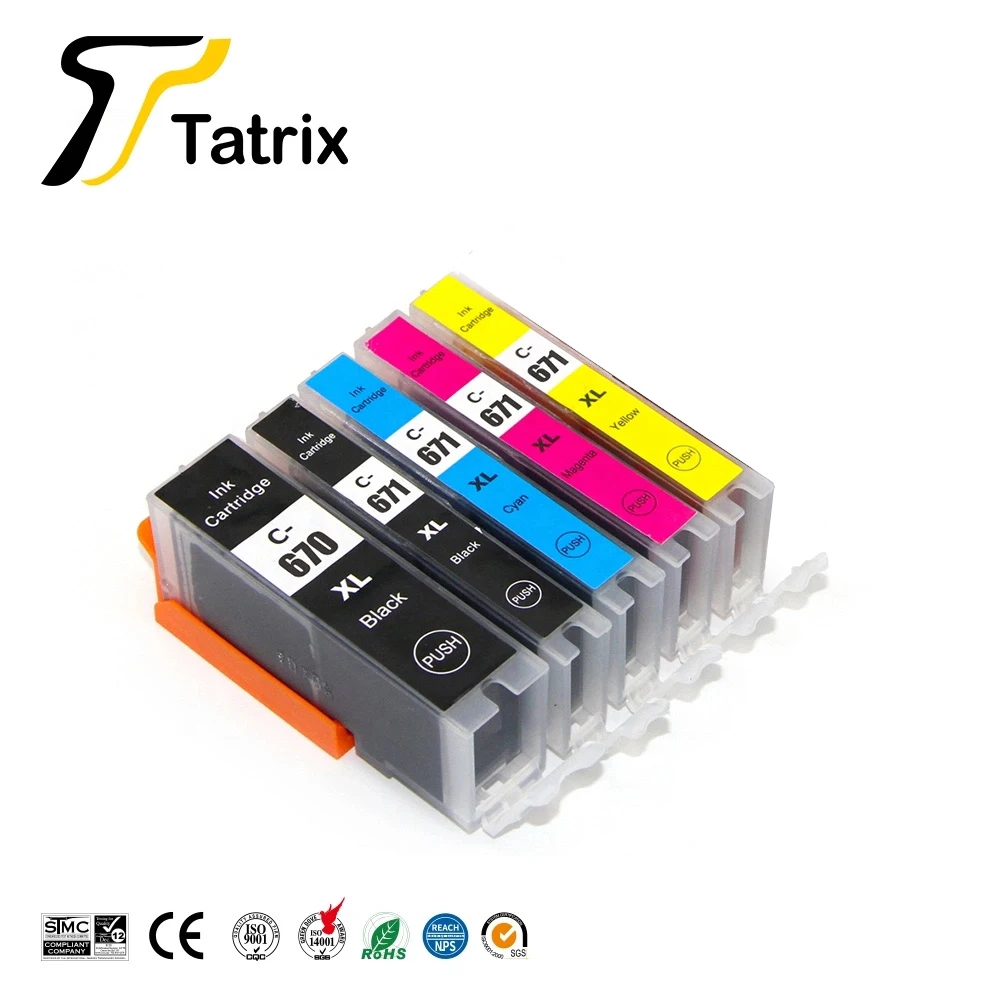 Tatrix For Canon 670 671 PGI670XL CLI671XL Ink Cartridge For Canon PIXMA MG7760/MG7765/MG7766 TS5060/TS6060/TS8060/TS9060