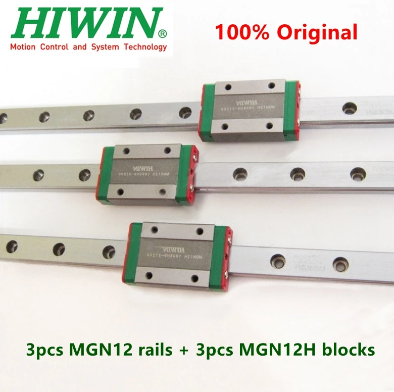 

3pcs Original Hiwin rail MGN12 200 250 300 330 350 400 410 450 500 550 mm MGNR12 + 3pcs MGN12H block for 3d printer cnc parts