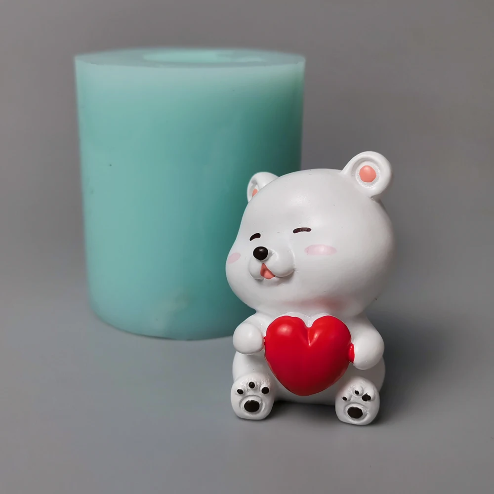 

PRZY-Silicone Soap Molds, Bear Holding Heart, Candle Moulds, Mini, Clay Resin, DW0263