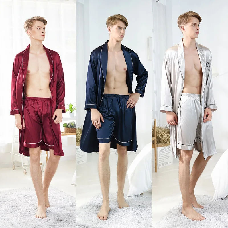 Mens Silk Satin Pajamas Pants Sleep Bottoms Plus Size Casual Home Wear Shorts 3 Colors For Men New