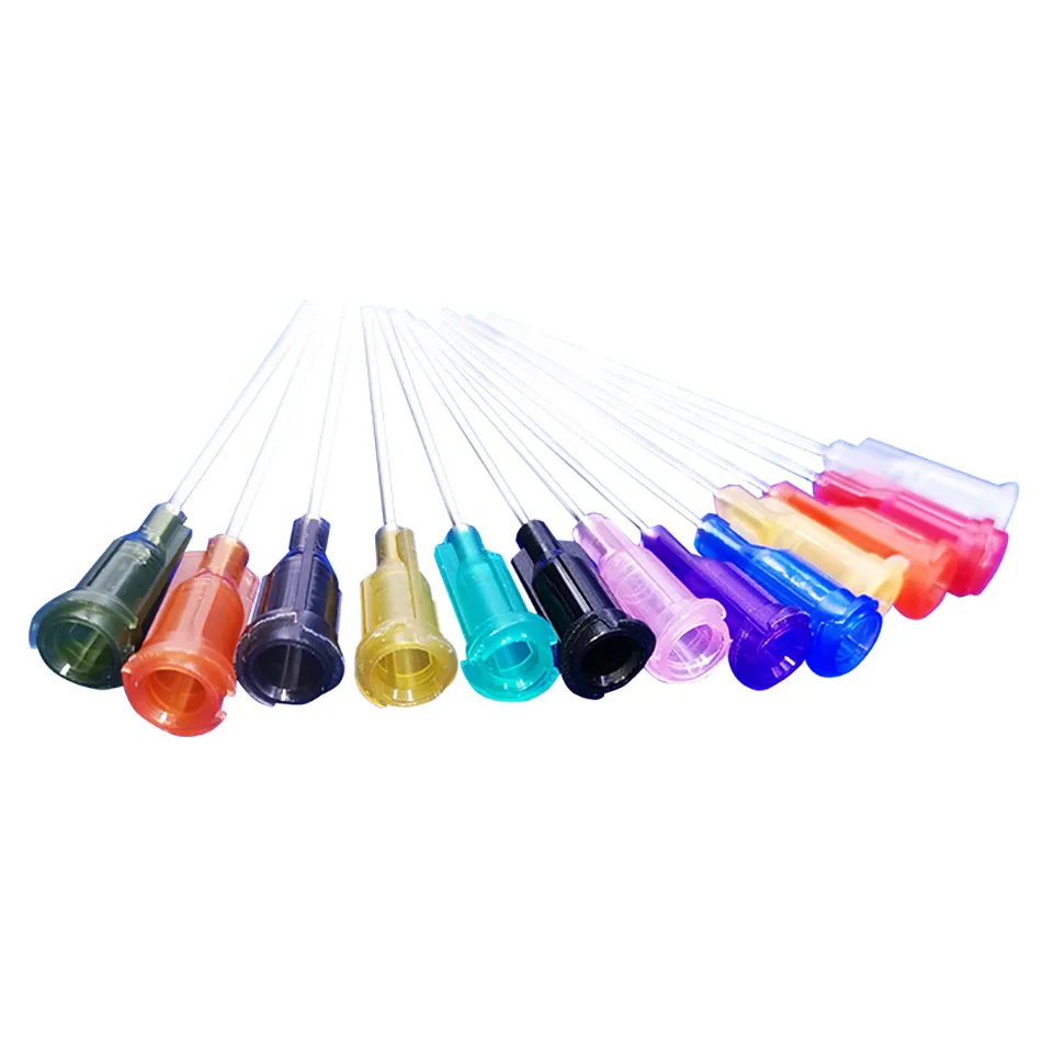 Seringa dispensadora de líquidos com precisão, tubo de aço inoxidável, agulha dispensadora de cola, 14g 20g 30g, 1,5 polegadas, 25pcs