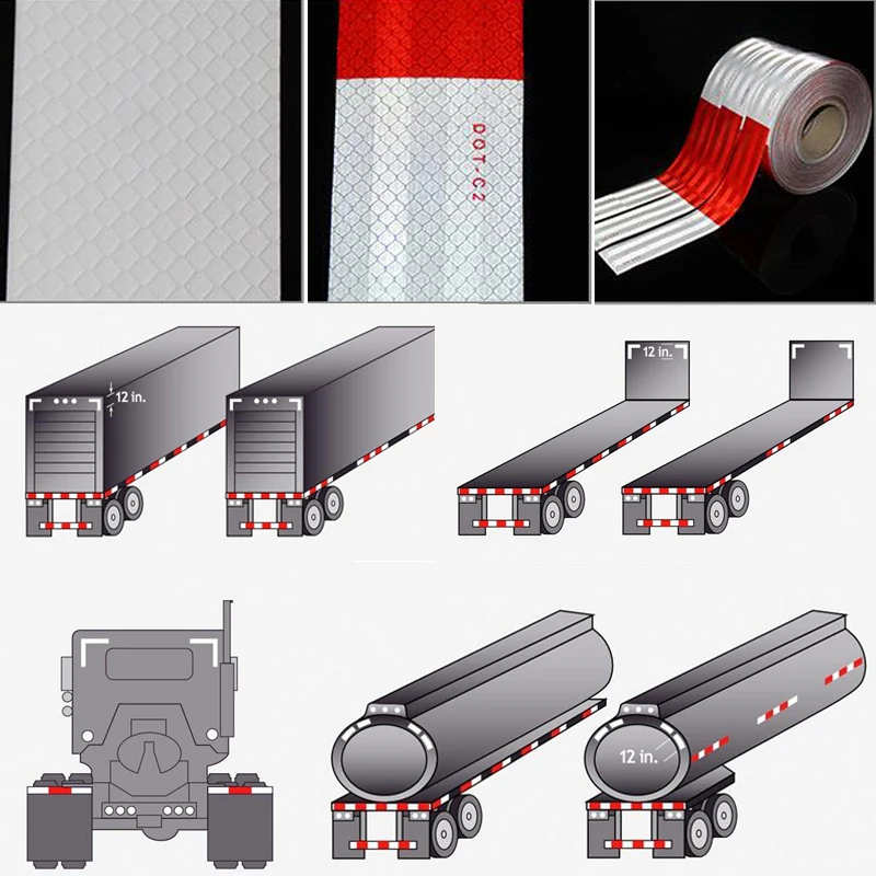 DOT-C2 diamod สติกเกอร์สะท้อนแสงความเข้มสูงสติกเกอร์รถพ่วงเทปสติกเกอร์ขี่จักรยานสำหรับรถบรรทุก